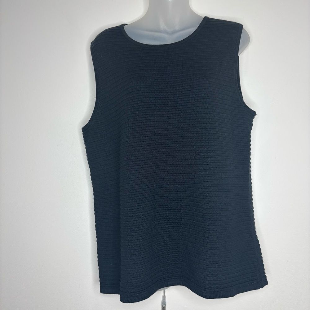 Talbots size large sleeveless sweater crewneck black knit tank top